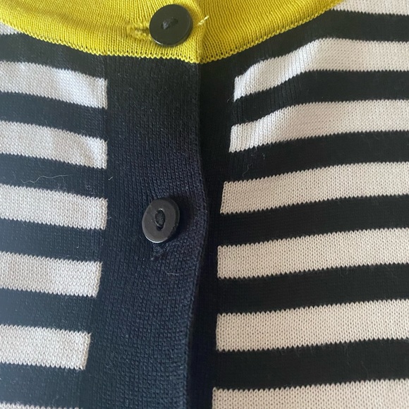 EUC Elliott Lauren 3/4 sleeve button cardigan- Black/white stripe w/yellow trim - Picture 4 of 7